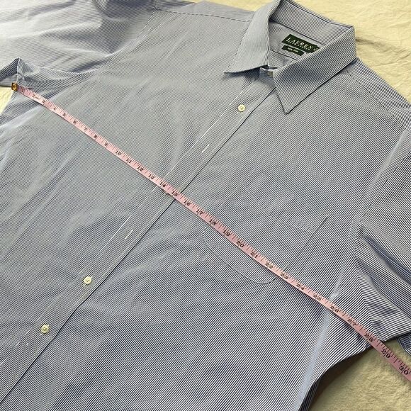 Lauren Ralph Lauren Dress Shirt‎ 18 34/35 Blue Pinstripe Long Sleeve Button Down - Picture 9 of 12